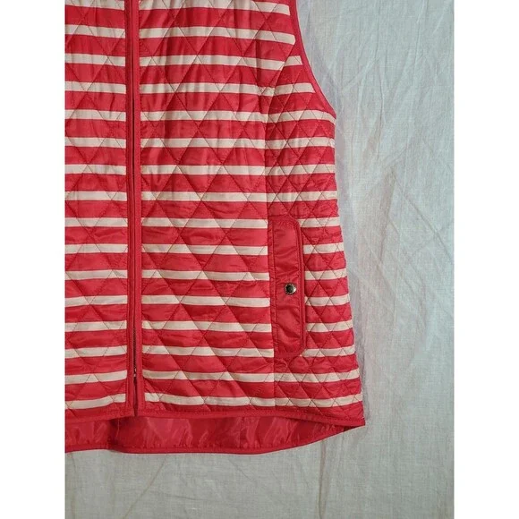 Talbots Petites Red Striped Quilted Vest MP - Picture 3 of 7